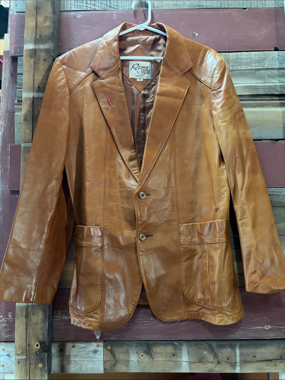 Remy Leather Men's Tan Brown Leather Sport Coat Blazer